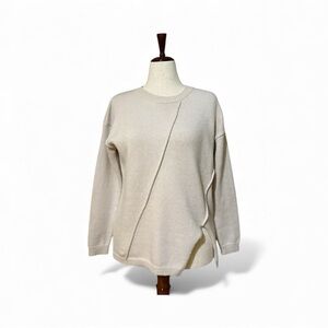 Doe & Rae Cream Crew Neck Sweater Size M